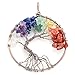 Jovivi Tree of Life Pendant Quartz Crystal Necklace Gemstone Chakra Jewelry