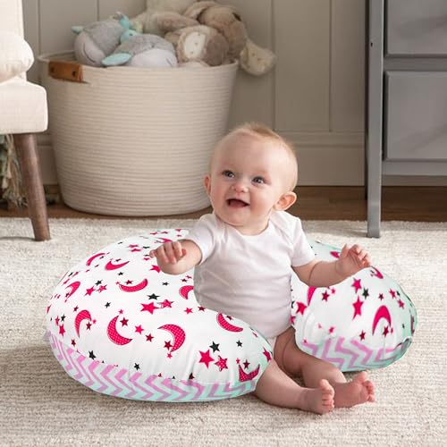 Image of VParents Multipurpose Baby Feeding Nursing Cum Maternity Pillow for New Born Cotton, Months, Recommended for Maternity, Nursing, Medical Galaxy (Pink) 110706