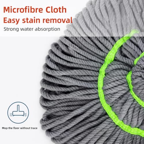 Image of Novita Self-Wringing Twist Mop - Easy Squeeze Floor Cleaner with 360 Degree Rotation, Extendable Stainless Steel Long Handle & Super Absorbent Microfiber Heads for Cleaning
