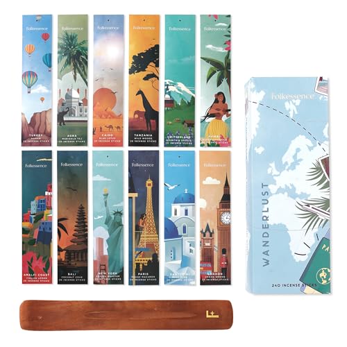 Folkulture Premium Incense Sticks with Holder Variety Pack of 12(240 Stick)
