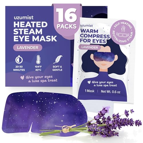 Heated Eye Mask For Dry Eyes - 16pcs Self Heating Steam Eye Mask - Warm Compress For Eyes - Warming & Ready To Use For Sleep & Relaxation - On-The-Go Warm Eye Compress For Dry Eyes Travel Essentials