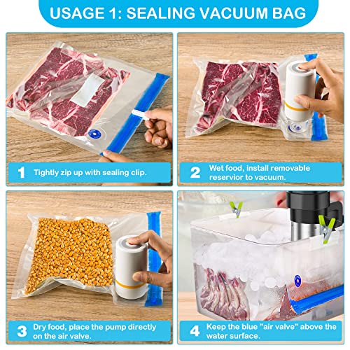 Recat USRT-VSD4-BL 46 Pcs Electric Vacuum Sealer, Sous Vide Bags, Handheld Mason Jar Vacuum Sealer & 15 Pcs Reusable Vacuum Food Storage Bags thumb #4