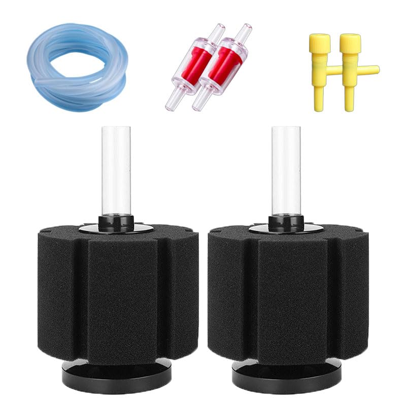Image of Aquarium Sponge Filter Fish Tank bio Biochemical Betta Shrimp Nano Filter with Airline Tubing (L up to 60Gal 2Pcs)