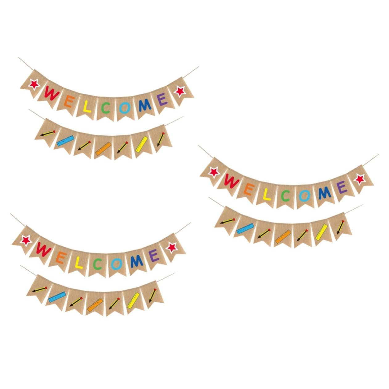 Garneck 3pcs School First Day Bunting Welocme Bunting Welcome School Banner Jungle Decorations Welcome Bunting Banner School Hanging Decorations Classroom Banner Lom Front Door Baby