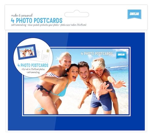 Pack of 4 Shot2go Blue Postcards. Each Postcard Holds one 4x6" (10x15cm) Photo