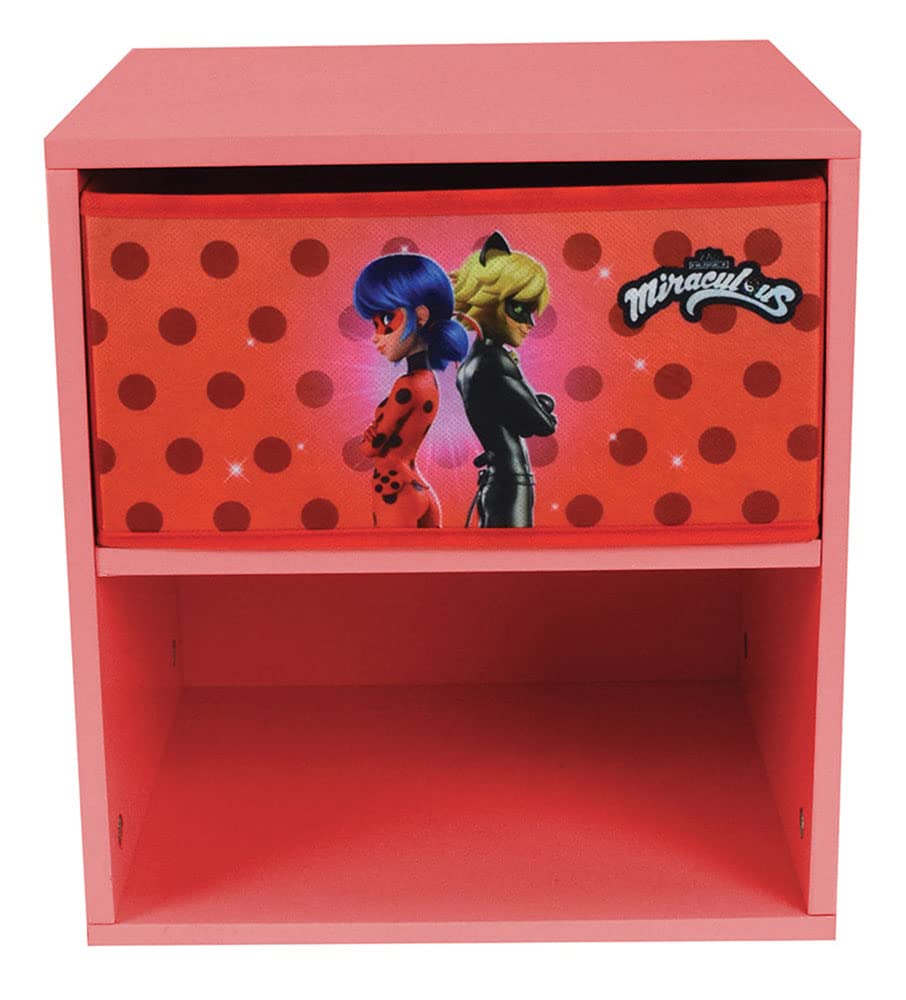 MIRACULOUS Fun House 713484 Ladybug Chevet/Table de Nuit avec tiroir H.36 X L. 33 X P. 30 CM pour Enfant