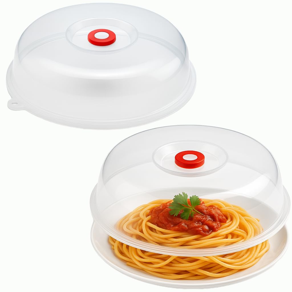 JapanBargain, Japanese Microwave Plate Covers Easy Grip Microwave Splatter Guard Lid With Steam Vent Dishwasher Safe Made in Japan, 9-inch, 2 Pack