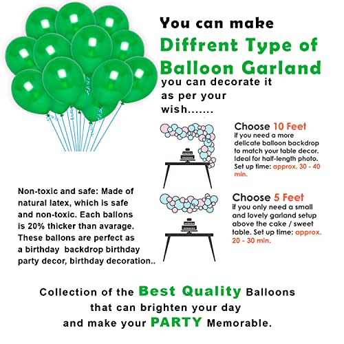 Image of Party Propz Dark Green Balloons For Decoration - 50 Pcs Green Metallic Balloon For Decoration | Teal Balloon | Balloons for Birthday (Latex)