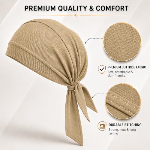 Image of GG BAI Cottrise Sikh Religious Patka Headwear Sweat Wicking Doo Rag Cooling Dew Rag Helmet Liner Hat Large Motorcycle Head Wrap Bandana Skull Caps for Men and Women