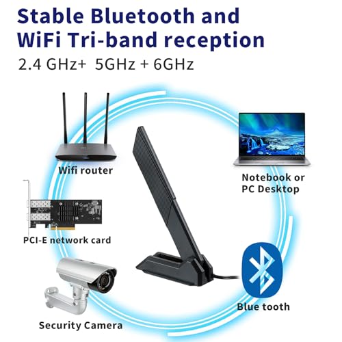 Supaerial Tri-Band 2.4GHz 5.8GHz 6GHz WiFi 6E Magnetic Base Antenna for ASUS ROG Strix Gaming Motherboard and Router - Image 5