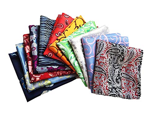 MENDENG Mens Assorted Cotton Polka Dots Pocket Square Handkerchief Set of 11