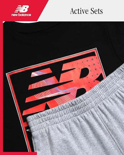 New Balance Boys Pants Set - 2 Piece Pullover Boys Shirts Graphic Tee and Athletic Jogger Pants Kids Activewear Set (8-16)2
