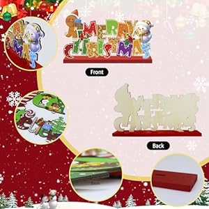 3pcs christmas table decorations wooden christmas decor merry christmas tabletop wooden sign and blieve sign joy wood sign christmas centerpiece table decorations for christmas party decor  urban country home decor