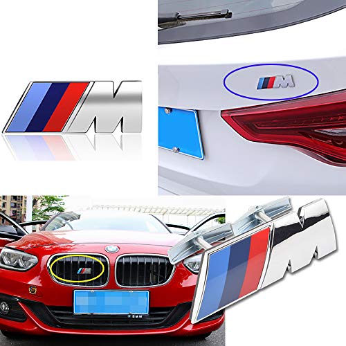 Bailunte Compatible BMW M Front Grille Emblem and Rear Trunk Emblem M Performance Emblem BMW M Power Logo for BMW M M3 M5 X1 X3 X5 X6 E30 E34 E36 E39 E46 E60 E90 E92 Accessories (2pcs)