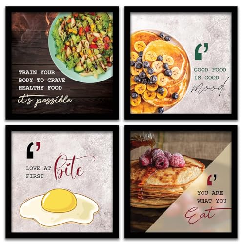 Image of kotart - Cooking Quotes Wall Posters With Frame for Restaurant, Cafe and Kitchen Decor - Framed Poster for Home (13x13 inch, Framed) Set of 4 (Art 9, Big)