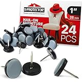 Chair Glides X-Protector – 1' Furniture Glides 24 pcs – Grey Nail-on Chair Sliders – Premium Chair Leg Floor Protectors – Slide Effortlessly with Chair Leg Pads That Protect Your Floor!