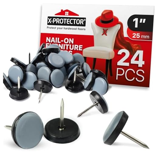 Chair Glides X-Protector – 1" Furniture Glides 24 pcs – Grey Nail-on Chair Sliders – Premium Chair Leg Floor Protectors – Slide Effortlessly with Chair Leg Pads That Protect Your Floor!
