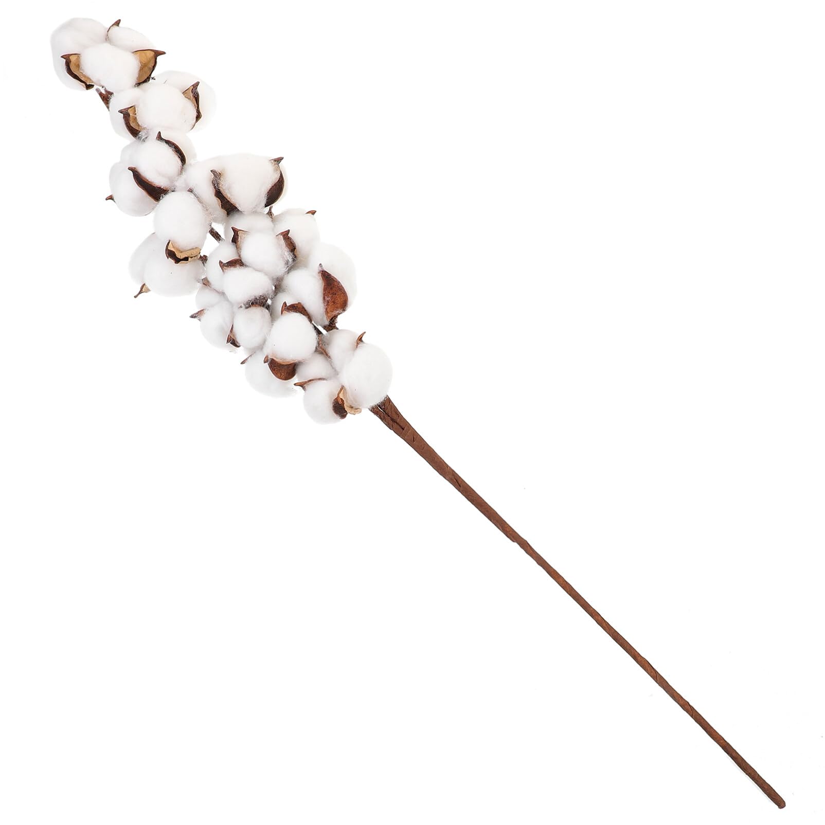 HOMSFOU Decorative Cotton Branch Cotton Stems Fake Dried Cotton Picks 10 Cotton Bolls Stalks Plants Farmhouse Style Cotton Floral Stem for Christmas Vase Fillers Home Decor