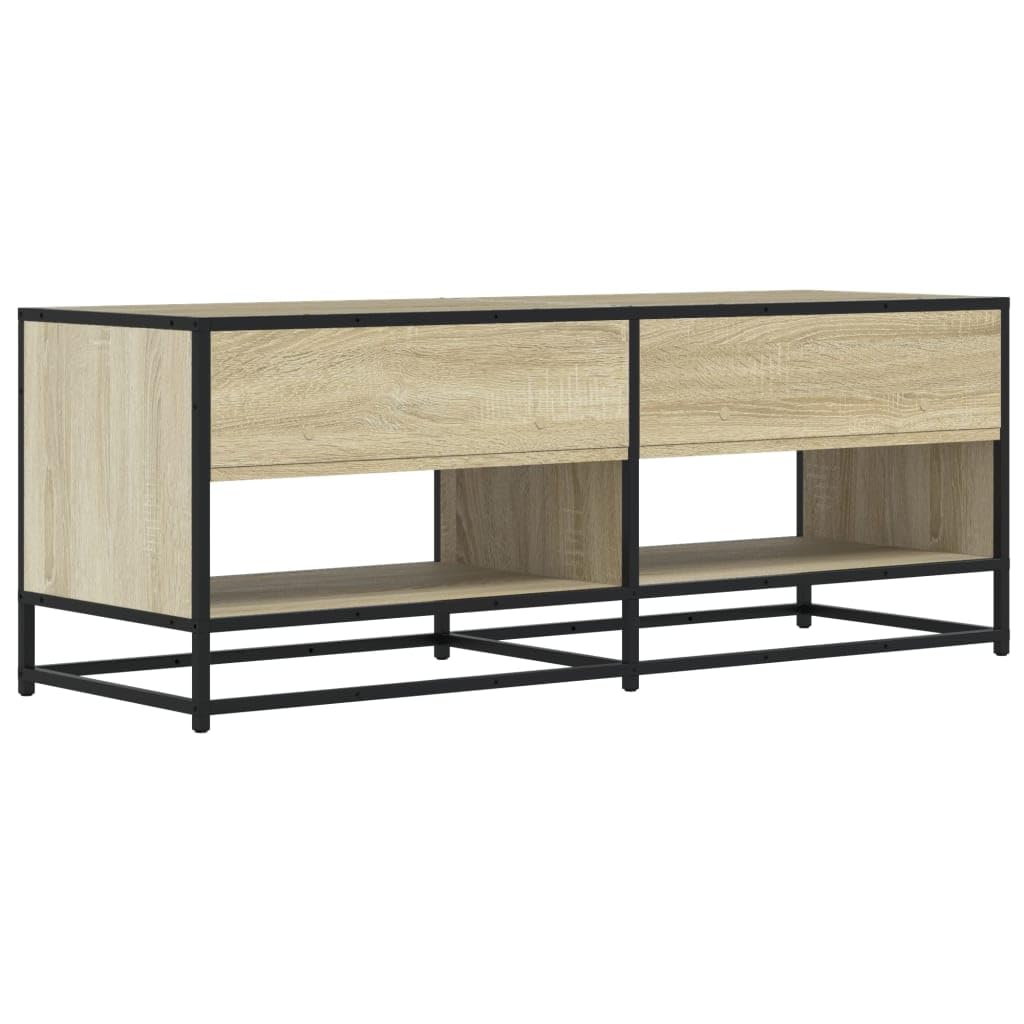 Mobile TV in rovere Sonoma con struttura in metallo, 120,5 x 40 x 46 cm, in legno, con spazio e ripiano, per soggiorno, camera da letto, home theater