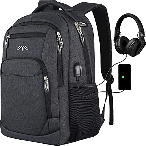 School Backpack for Men Women Teen Boys,Bookbag Laptop Backpack with USB Port and Headphone Jack Water Resistant College SchoolBag for School Business Travel
