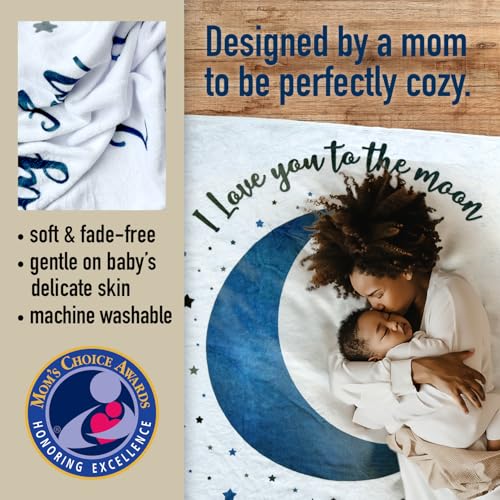 Image of Baby Milestone Blanket - Super Soft Fleece Monthly Milestone Blanket for Baby Girl and Boy - Perfect for Baby's First Year Growth Chart - Monthly Baby Milestone - Blue Moon - 60 inchx40 inch