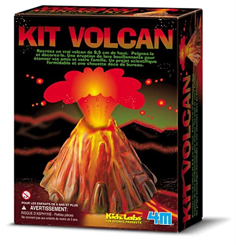 4M Kit Volcan Enfant à Construire – Volcan en éruption à mouler et Peindre – Expérience Scientifique dès 8 Ans