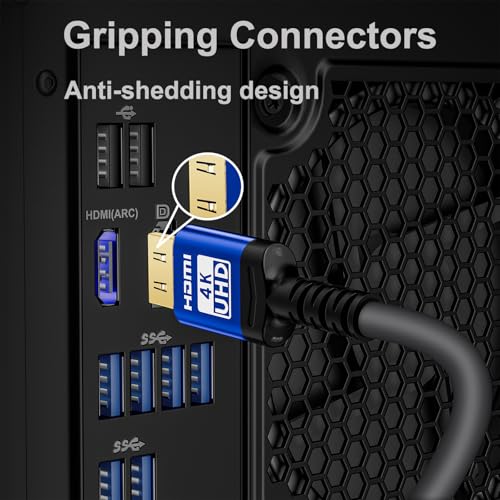 Image of 18Gbps hdmi Cables 3ft with Gripping Connectors,4k Ultra high Speed Ethernet 2.0 Flexible Cord Support 4K@60Hz 4:4:4 HDR,HDCP2.2,ARC,3D and CEC for HDTV /PS4 /3 /Xbox /Monitor /Projector ect