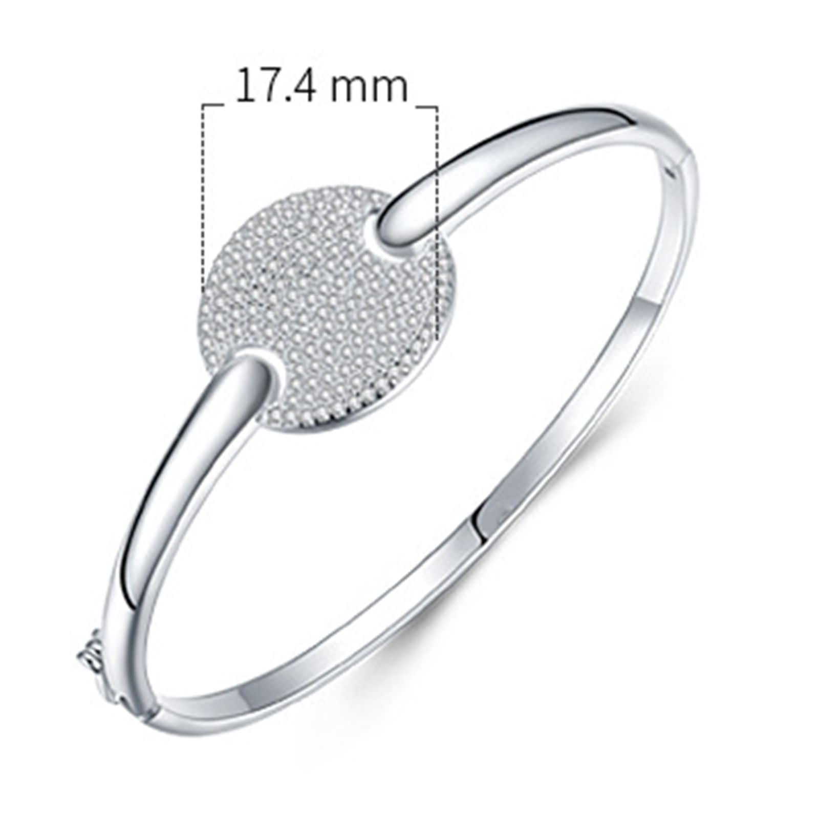 Brazaletes Mujer Oro Blanco 9 K / 14 K / 18 K, Redondo con Moissanita, Cadena 16 CM, Pulsera de Mujer de Plata