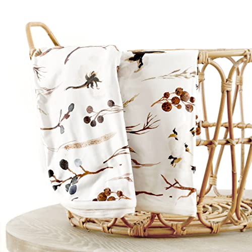 Image of GRSSDER Baby Blankets Super Soft Jersey Knit Swaddle Blanket for Baby Girls and Boys, Double Layer Reversible Receiving Blankets 34 x 44 Extra Large for Swaddling, Stylish Pretty Flora, Beige