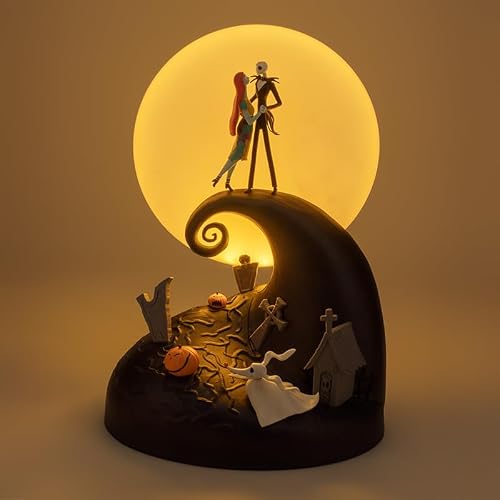 Paladone Nightmare Before Christmas Diorama Light, 30 cm LED spiralna lampa na wzgórzu z figurkami Jack & Sally, zasilanie USB z trybami ciepłego i chłodnego światła, dekoracja domu dla fanów