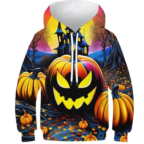 Sweat à capuche Halloween enfant à offrir en cadeau vêtement citrouille 3D hiver famille 9-11Y