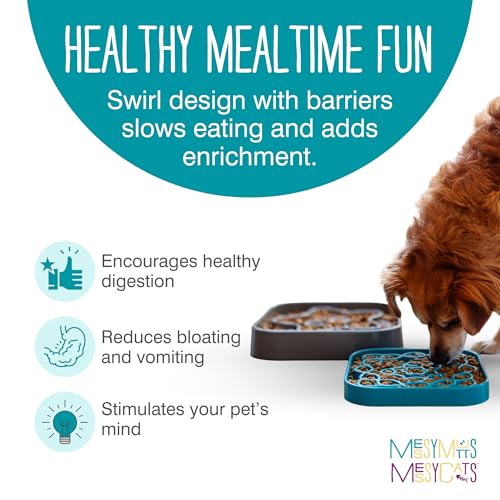 Messy-Mutts-Interactive-Square-Slow-Feeder-Cool-Grey-8-Cup-11-x-11-Square-Puzzle-Slow-Feeder-for-Dogs-Enrichment-Food-Dish-for-Slow-Eating-Bloating Messy Mutts Interactive Square Slow Feeder Cool Grey 8 Cup 11 x 11 Square Puzzle Slow Feeder for Dogs Enrichment Food Dish for Slow Eating Bloating