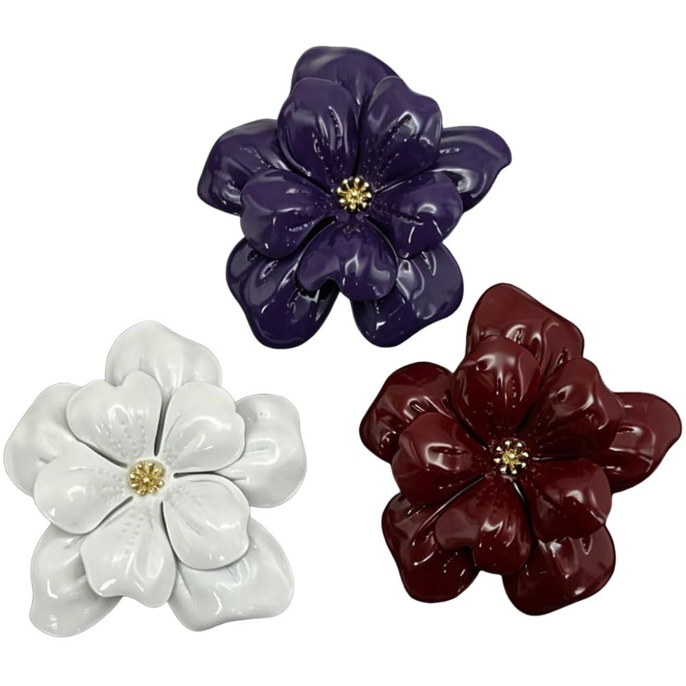 Sslvya 3 Pcs Elegant Camellia Flower Brooches Pin for Women Vintage Lapel Pin for Dress Clothing Bag Backpack Accessory