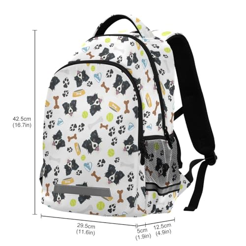 Border Collie Dog Backpack for Girls Boys School Bookbags Elementary Daypack Lightweight Waterproof Laptop Large Capacity Bag for kids3