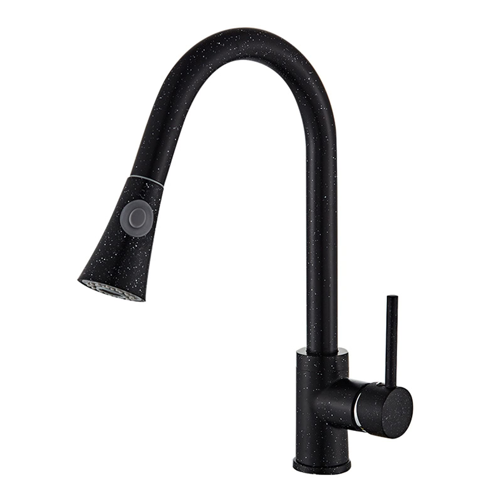 ZYCHSJXA Kitchen Bath Taps Pull Down Sink Faucet, Single Handle Faucet with Out Sprayer, Commercial Brass High Arc Swivel Hot and Cold Water Mixer,Black