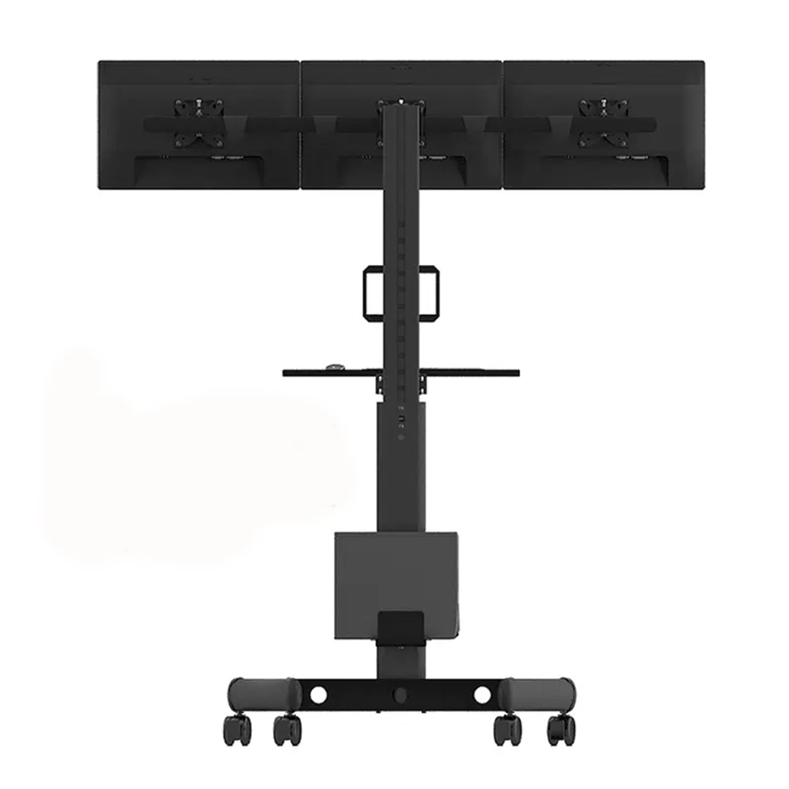 SDdPulse Rolling Computer Cart Adjustable Mobile PC Standing Workstation, Three Monitor Mobile Standing Desk, Rolling Sit Stand Workstation for 3 Monitors,17