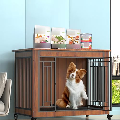 OIFAODAO Jaulas para Perros， Casa for Mascotas for Perros de Estilo Familiar Pesado, casa for, estación televisión, Jaula for for Muebles Interior, for for Metal