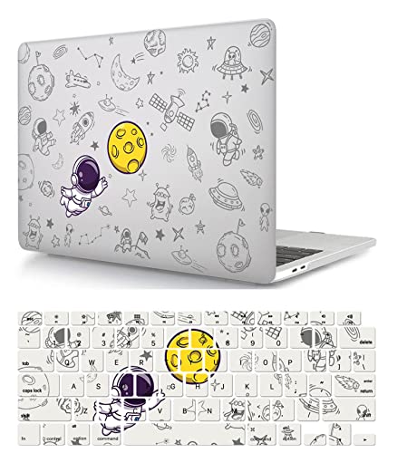 Custodia Compatibile con Macbook Air 13 pollici 2020 2019 2018 con display Retina e Touch ID A1932 A2179 A2337 M1, Case Rigida Protettivo Plastica Copertina & Tastiera Cover, astronauta