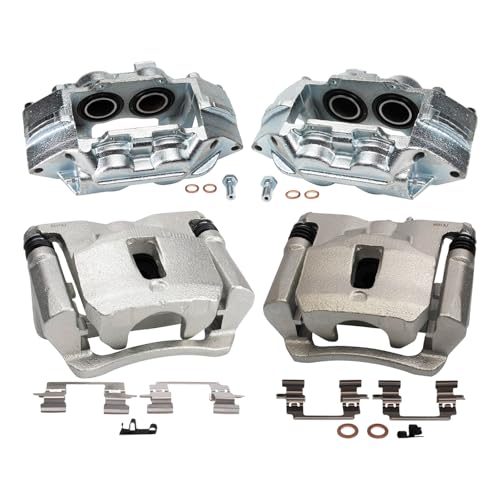 Image of TRQ Front and Rear Brake Caliper Set Zinc Coated Brackets Compatible with 2015-2019 Chevrolet Colorado 2015-2019 GMC Canyon