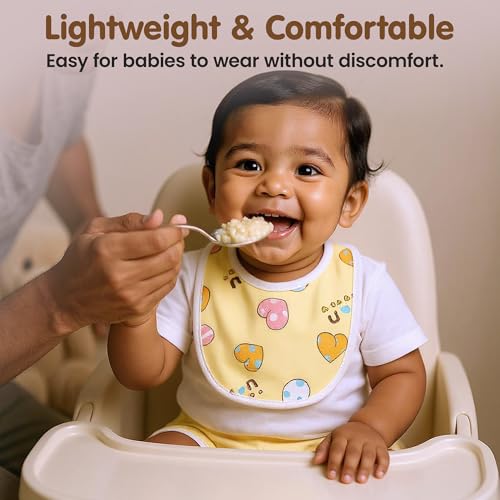 Image of Waterproof Spill Resistant Bibs, Baby Apron with Bib, Baby Bibs for 6 to 12 Months, Fastdry Bibs, Soft Cotton Bib (Set of 3)