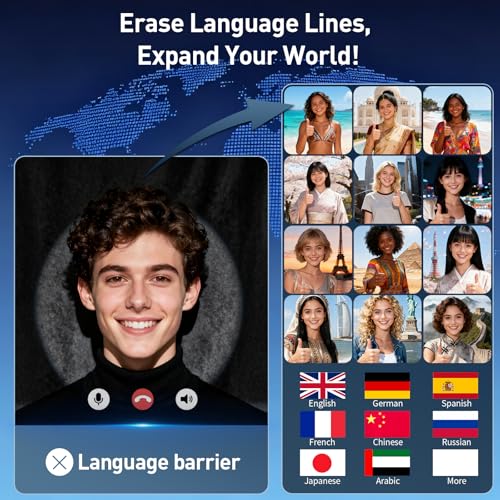 Image of AI Translation Earbuds Real Time,120 Languages & Accents Translator Earbuds,Audifonos Traductores Ingles Espanol, Translator Device with APP for Travel Learning Business,iOS /Android Compatible-Black