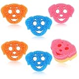 FillTouch 6 Pcs Dog Dual Sided Scrub Sponge Cleaning Sponges Cute Temperature Sensitive Dish Sponges for Washing Dishes Non Scratch Household Multi Use Sponges Scrubber for Kitchen, 3 Colors