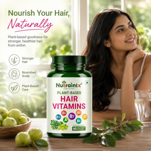 Image of Nutraninix Organic Hair Vitamins with Biotin for Healthy Hairs - 60 Vegetarian Capsules