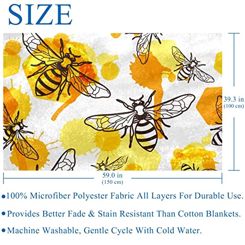 Couverture douce abeille plaid chaud anti-frissons lit