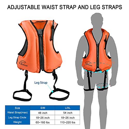 Rrtizan Swim Vest For Adults, Buoyancy Aid Swim Jackets - Portable Inflatable Snorkel Vest For Swimming, Snorkeling, Kayaking, Paddle Boating And Other Low Impact Water Sports Safety(Orange) #TOP5