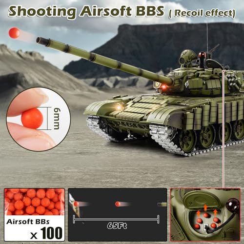 Image of 1 /16 RC Tank, Heng Long Soviet Union T-72 model Army Toy with Smoke, Sound, Light, 2.4G Remote Control Tank That Shoot with Upgraded Metal Track, Idler and Sprocket Wheel, Steel Gearbox, Two Batteries