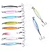 Aorace 10pcs 5cm/7g Casting Spoon Lures Fishing Metal Baits Spin Vibration Tackle for Bass with Feather