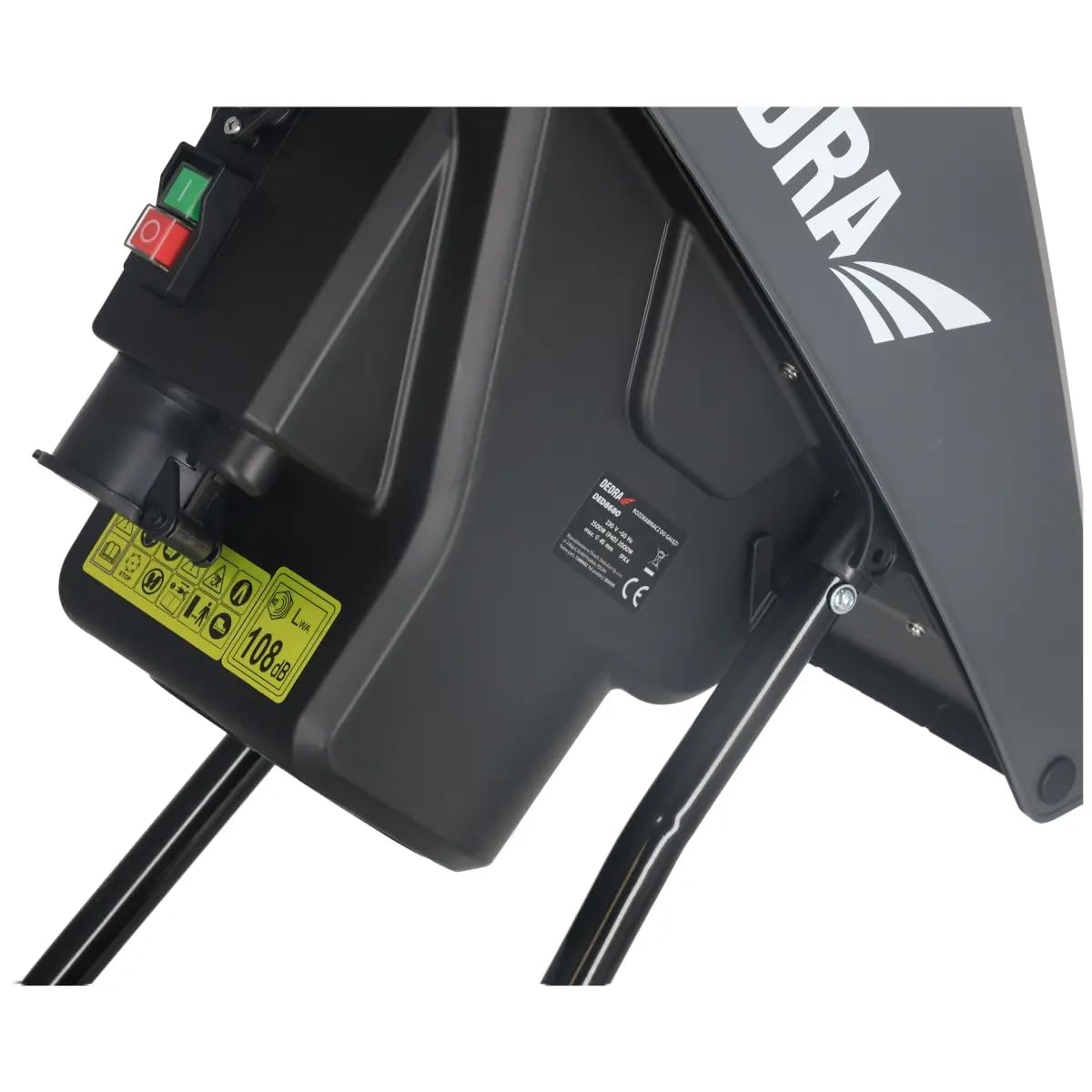 Trituradora eléctrica de plantas DEDRA 2500 W, diámetro de corte 45 mm, velocidad 0-2950 rpm, bolsa de recogida 65 L, trituradora de ramas para jardín y mantenimiento de residuos verdes