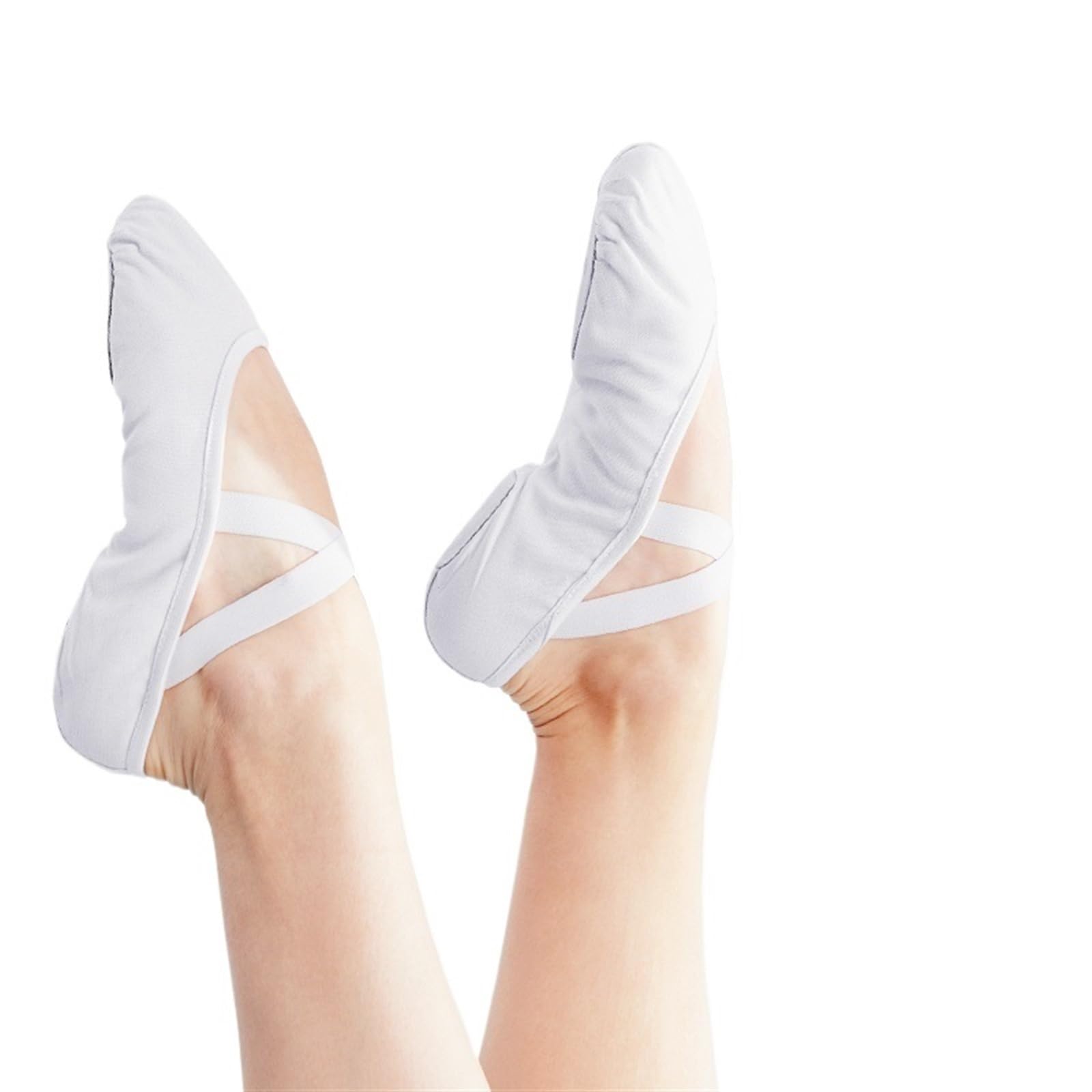 Ballettpantoffeln Ballettschuhe for Mädchen und Frauen, Gymnastikschuhe, Geteilte Sohle, Ballettschuhe, Canvas-Ballerinas, Kinder, Übungstanzschuhe(White,44)