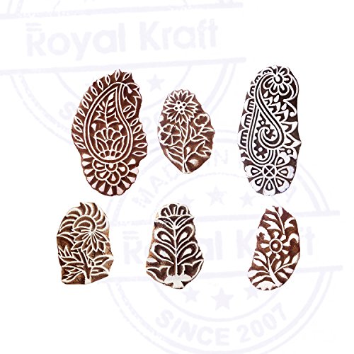 Artisan Floral Paisley Mehndi Print Wooden Stamps (Set of 6)